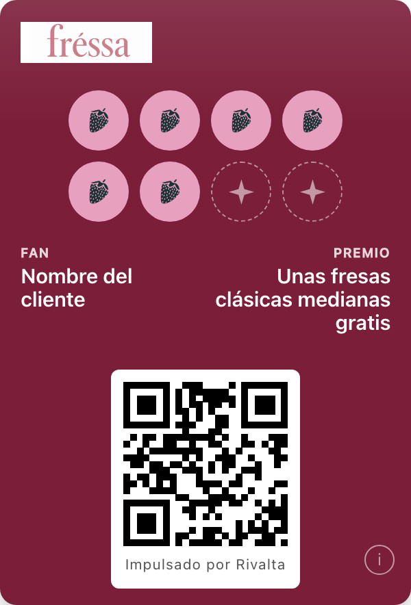 Tarjeta de sellos digital de Fréssa: premio, unas fresas clásicas medianas gratis