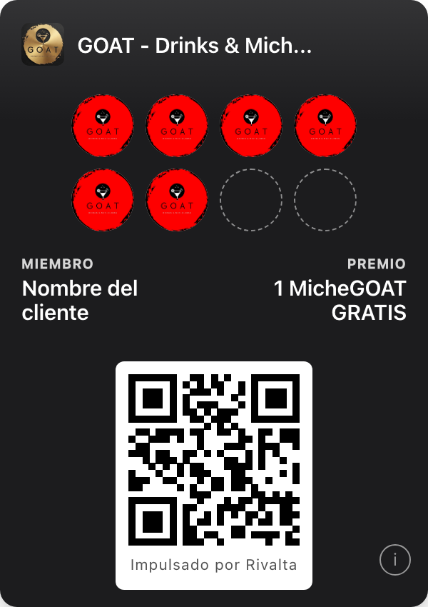 Tarjeta de sellos digital de GOAT Drinks & Micheladas